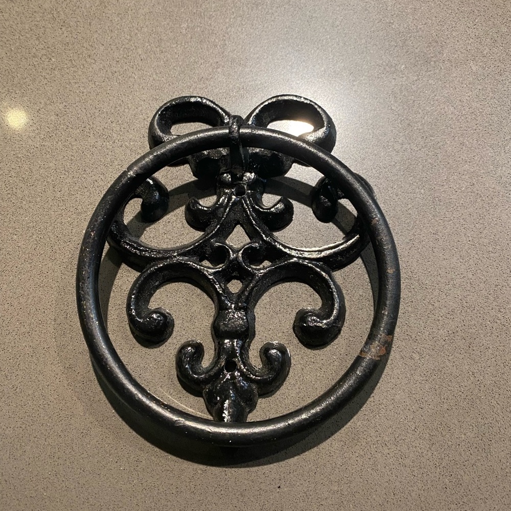 Vintage Cast Iron Black Door knocker or rustic towel holder